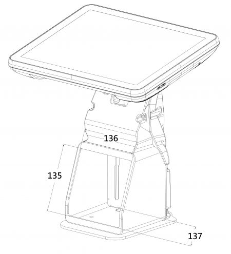 Pos System with Printer Drawing